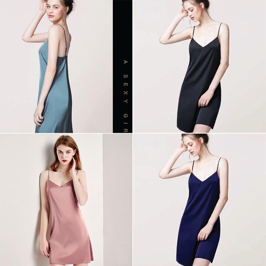 Váy ngủ lụa 2 dây, váy ngủ lụa hai dây sexy gợi cảm CHERRY STORE