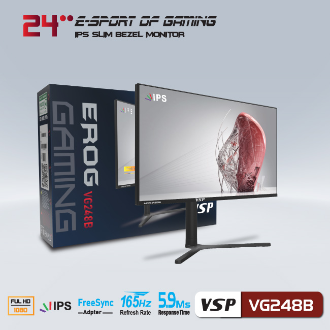 Màn hình gaming VSP Esport Gaming VG248B (24inch | FHD | IPS | 165Hz) - Hàng chính hãng