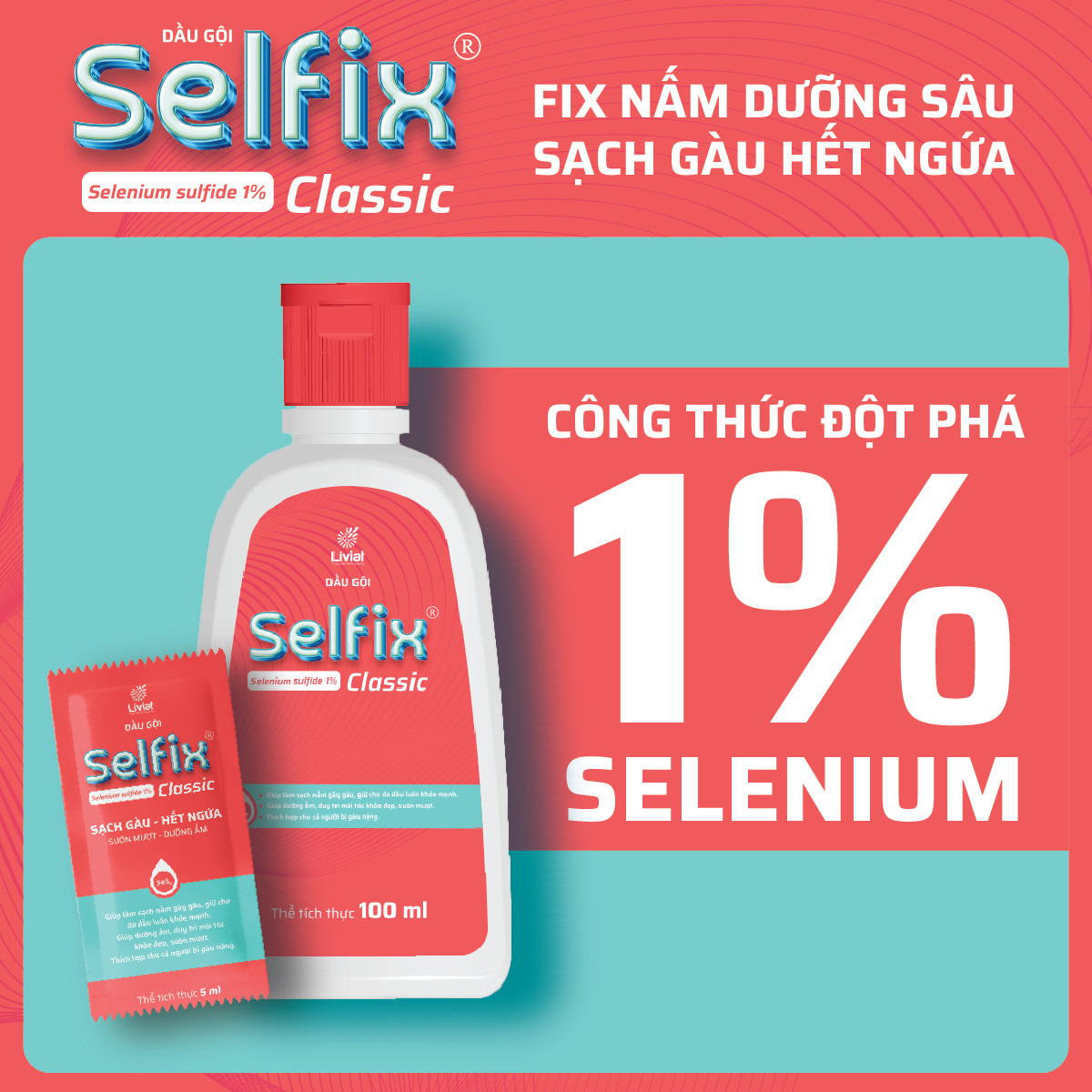Dầu gội sạch gàu SELFIX CLASSIC cho da đầu – Hỗ trợ giảm gàu, nấm ngứa da dầu – 100ML