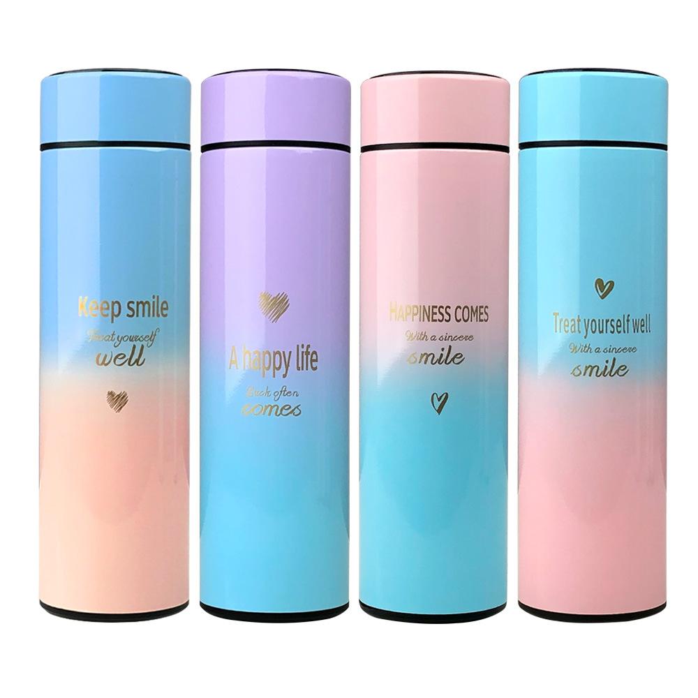 Chai Nước Thể Thao Cách Nhiệt Thông Minh Chống Rò Rỉ Có Màn Hình Hiển Thị Nhiệt Độ 500Ml
