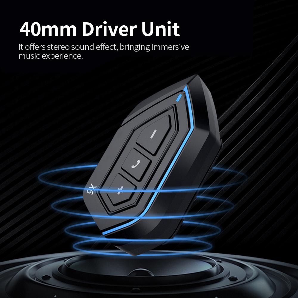 X6 Motorcycle Helmet BT 5.0 Headset Auto Answering Connecting 2 Phones Noise Reduction 40mm Driver Unit