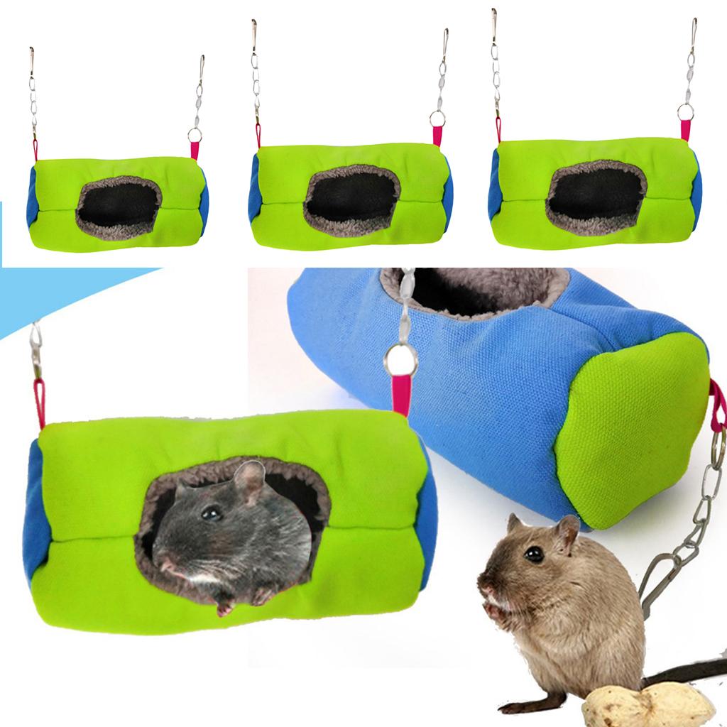 Small Animal Sleep Tube Hanging Cozy Bed Pet House Cage Hammock Cave Hut Winter