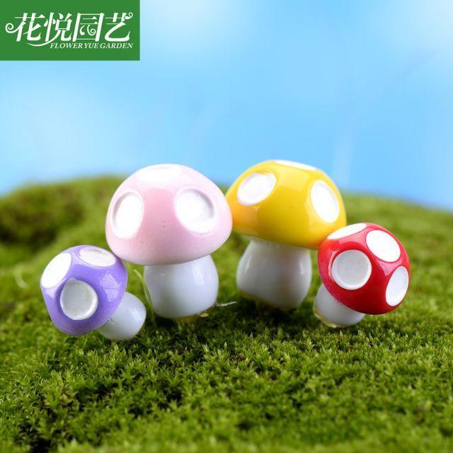 nấm màu lớn làm tiểu cảnh, charm slime, decor mô hình, đồ handmade, DIY