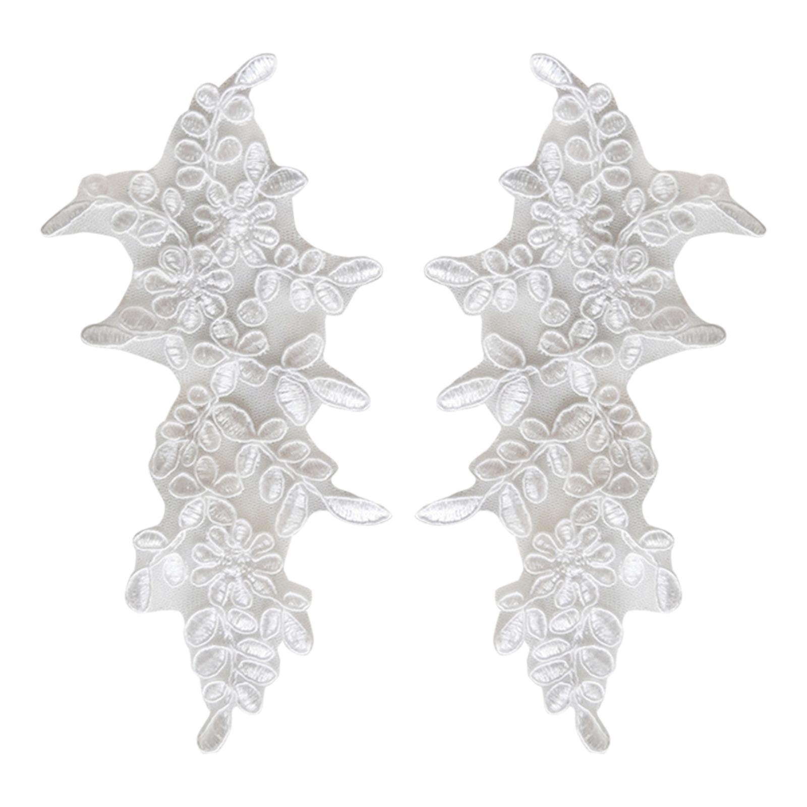 1 Pair Lace Applique Evening Dress Sewing Crafts Jacket Embroidery Appliques