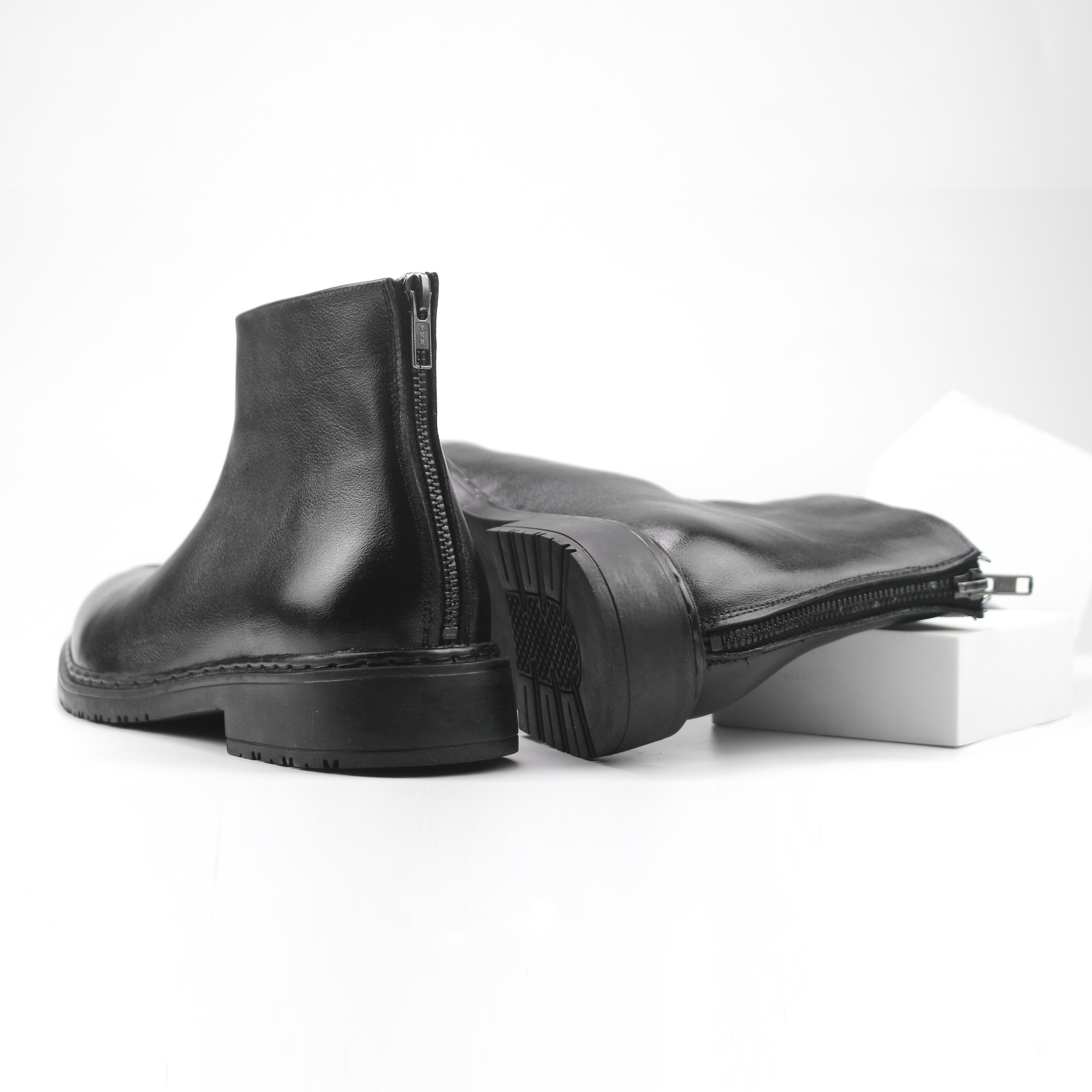 Giày Boots Chelsea zip Boot Black da bò