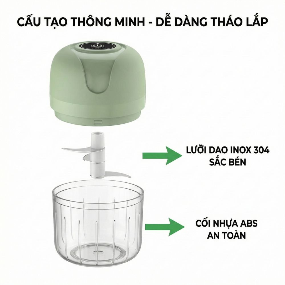 Máy Xay Tỏi Ớt Mini Chạy Pin Mishio MK420 - hàng chính hãng
