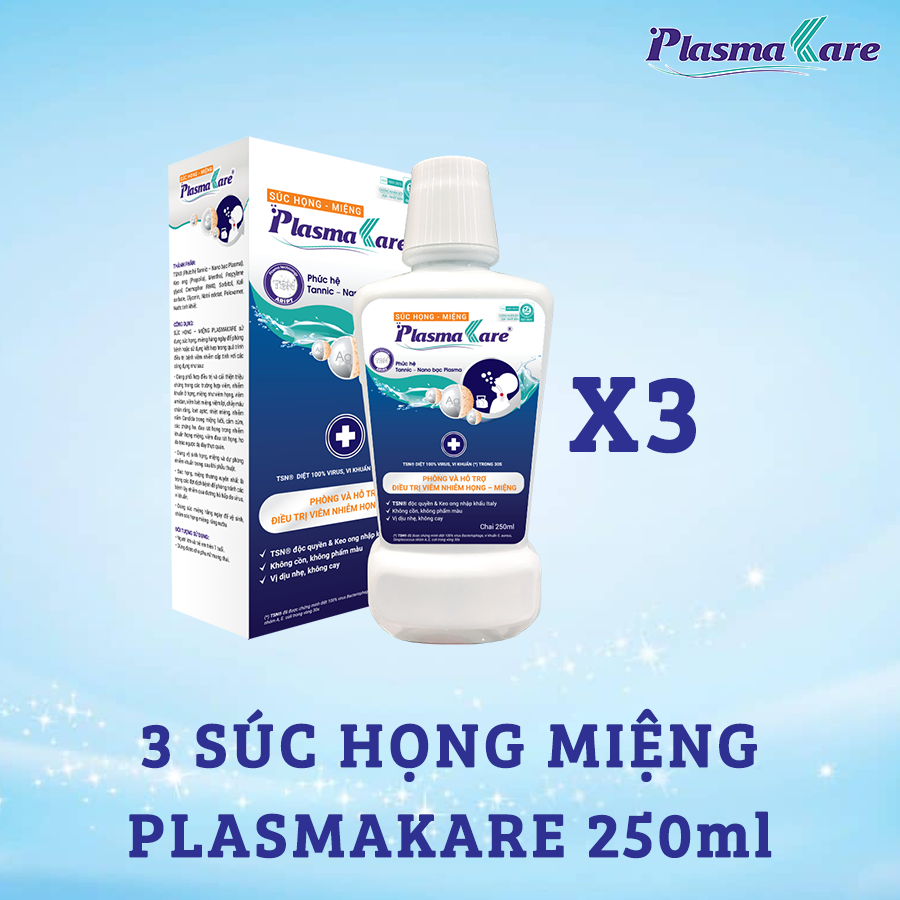 Combo 3 Súc họng miệng PlasmaKare giảm đau rát họng, làm dịu cơn ho, kiểm soát #nhlễm_ trùng họng miệng