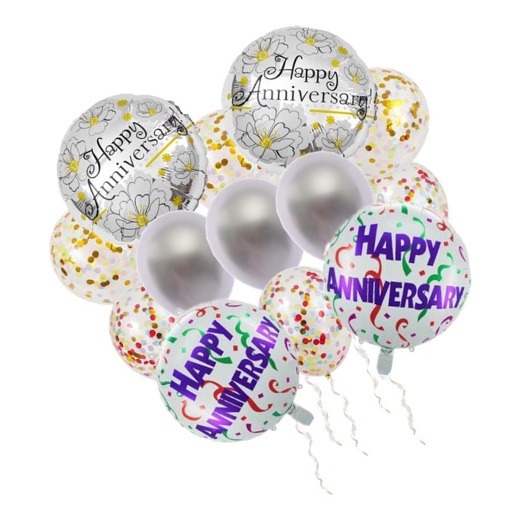 2X 14Pc 12/18inch Aluminum Film Balloon Latex Party Balloons Confetti Balloons