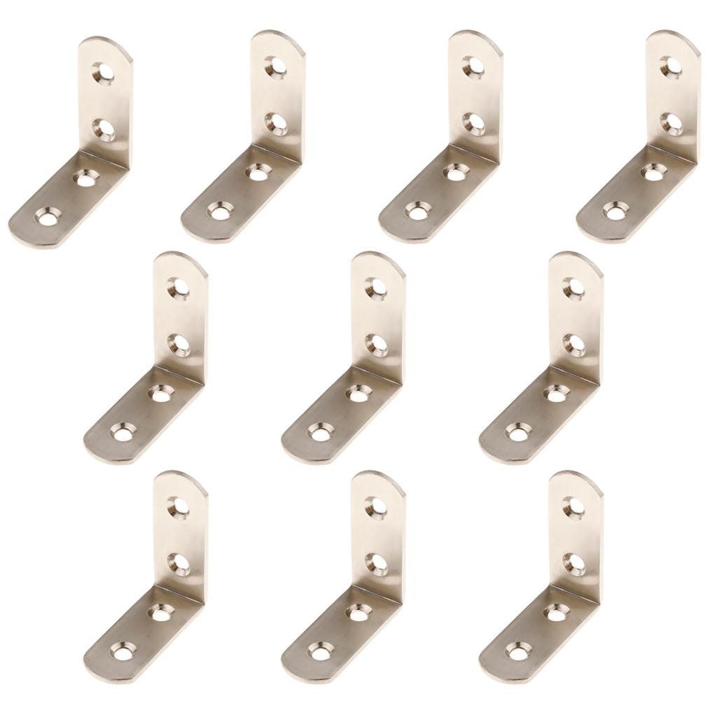 10pcs Corner Brace L Bracket Corner Bracket , Right Angle Brace Brackets Fastener, Stainless Steel, 20/25/30/40/50/65/85/100/125mm