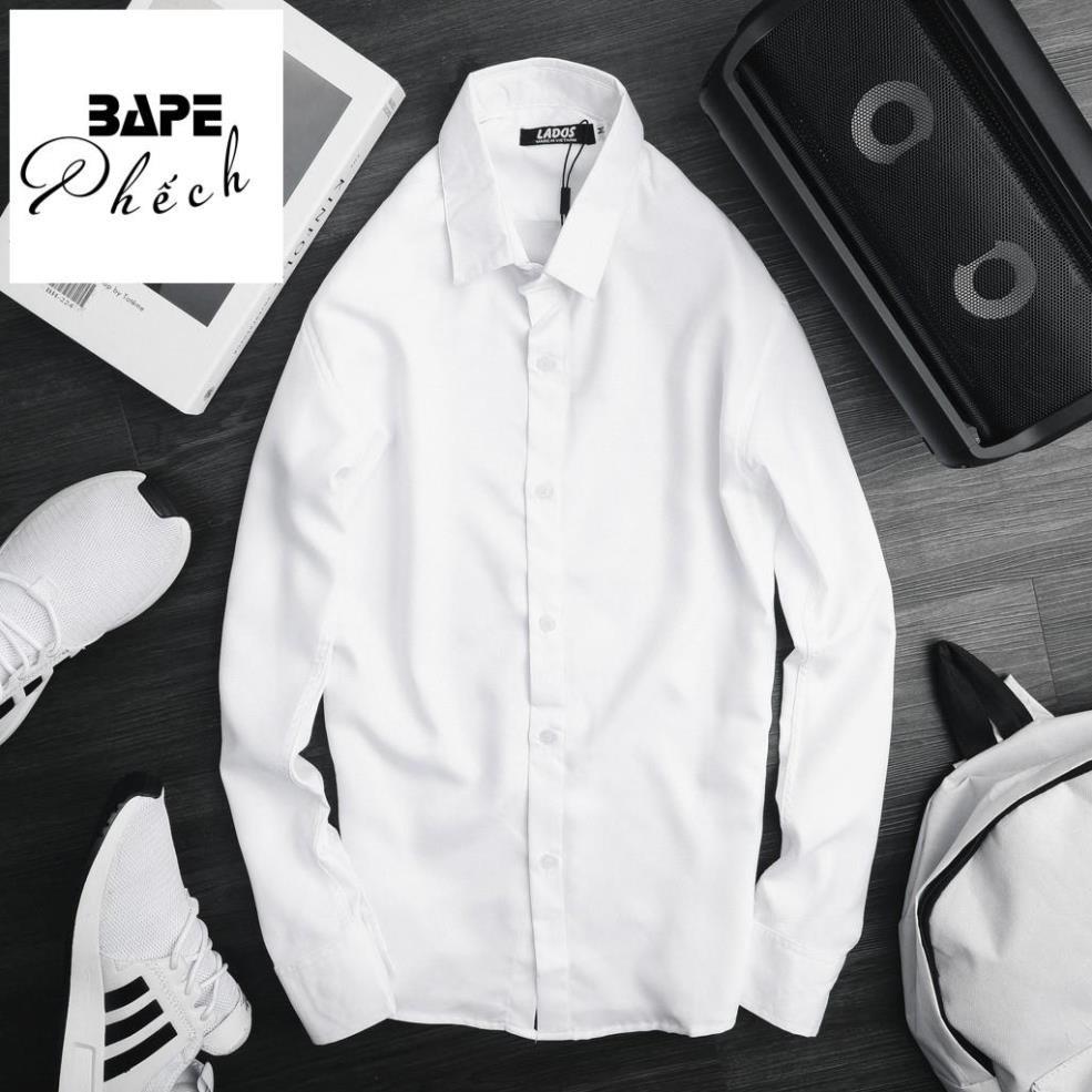 Áo sơ mi trơn big size BAPE PHẾCH-523D, form body, chất lụa chống nhăn