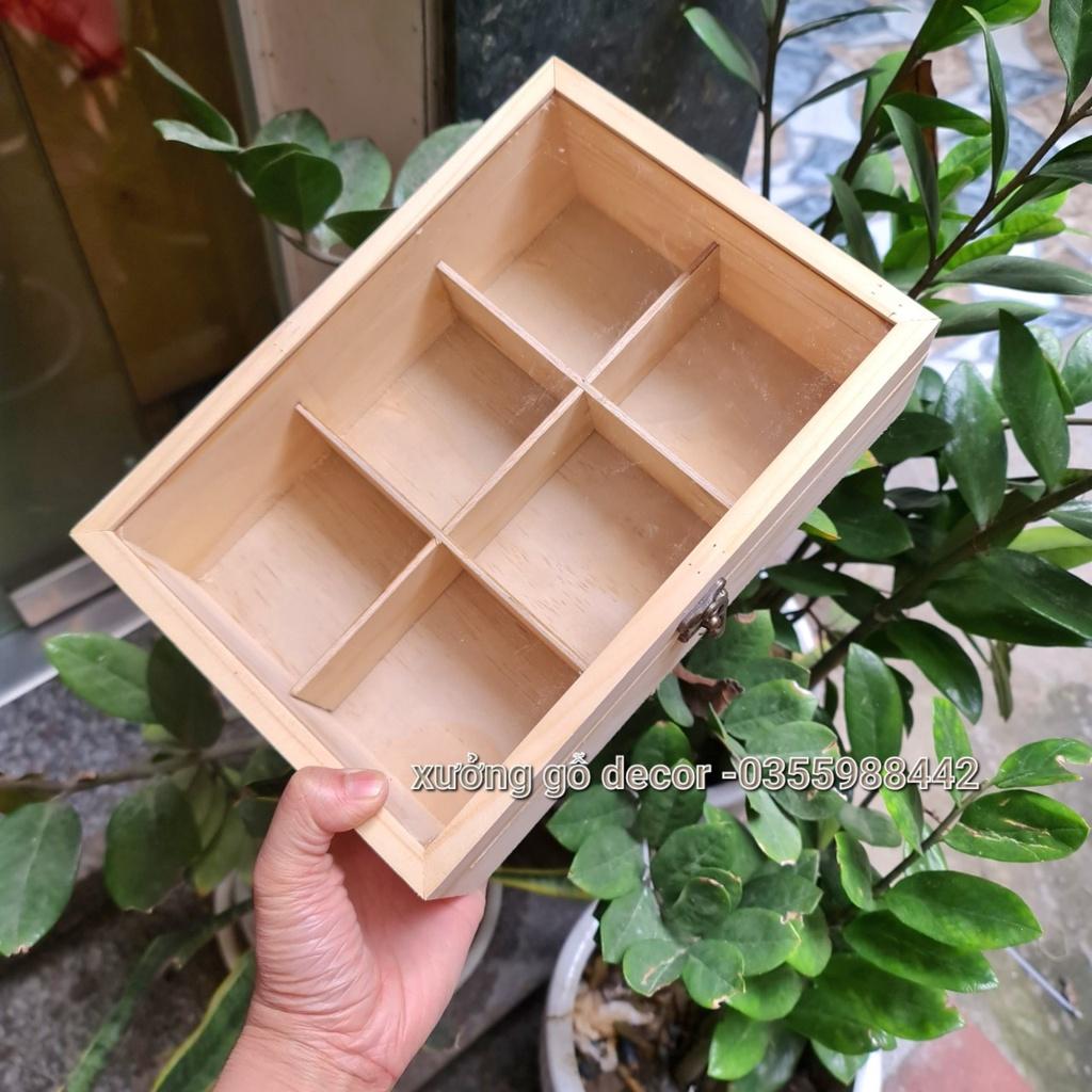 Hộp Gỗ Đựng Đồ Chia Ngăn Trang Trí Đựng Trà, Bánh, Trang Sức- Hộp Gỗ Quà Tặng - Woody Box