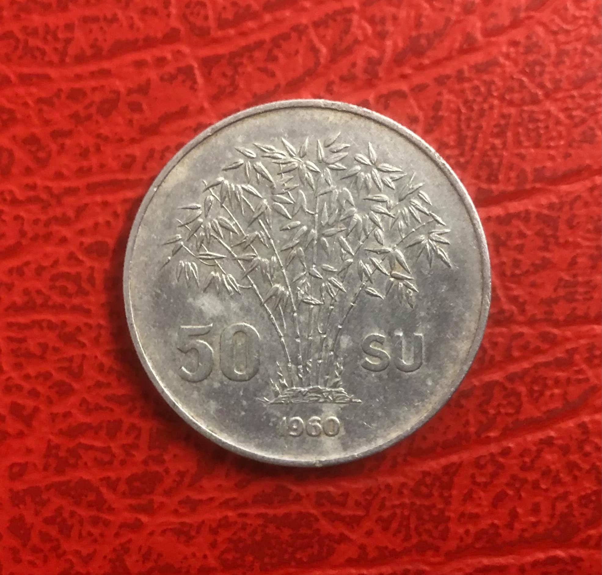 Đồng xu 50 su Tổng thống Ngô Đình Diệm - Bụi trúc, xu Việt Nam xưa sưu tầm