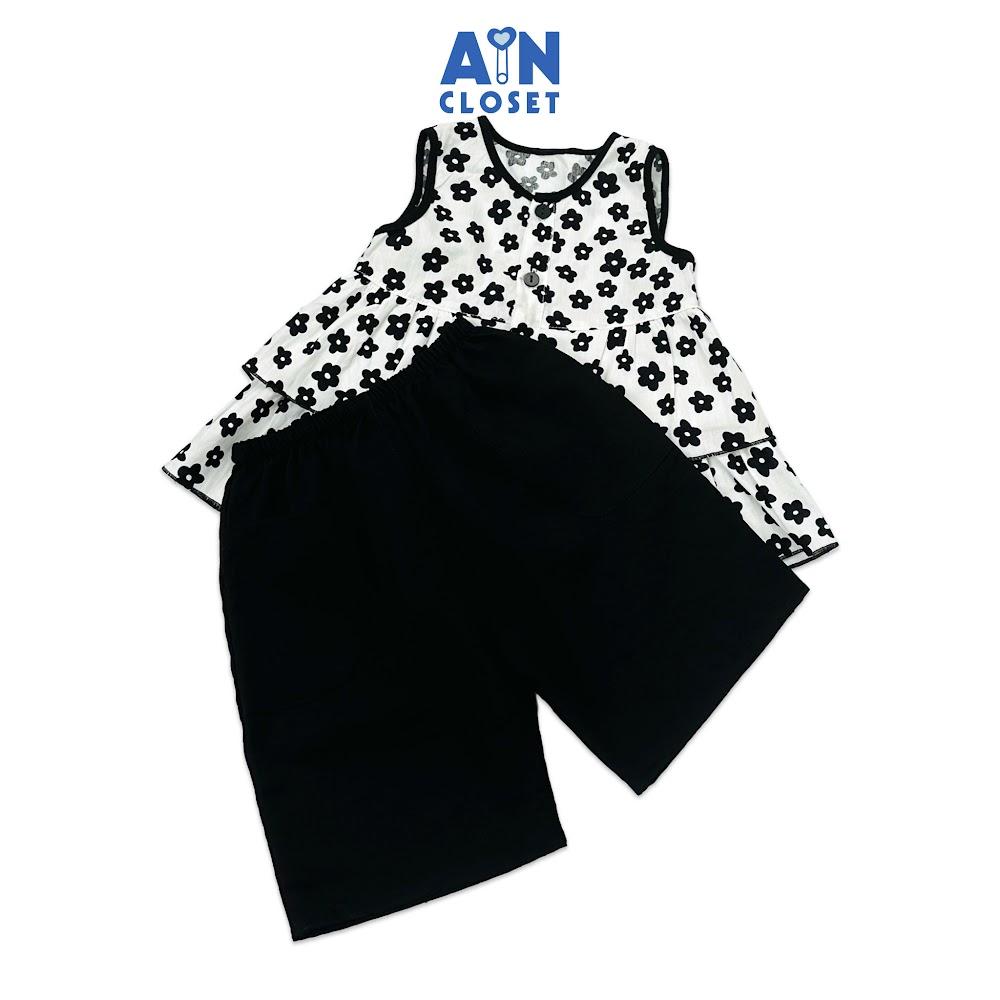 Bộ quần áo lửng bé gái họa tiết Hoa Đen cotton - AICDBGCXBPJ2 - AIN Closet