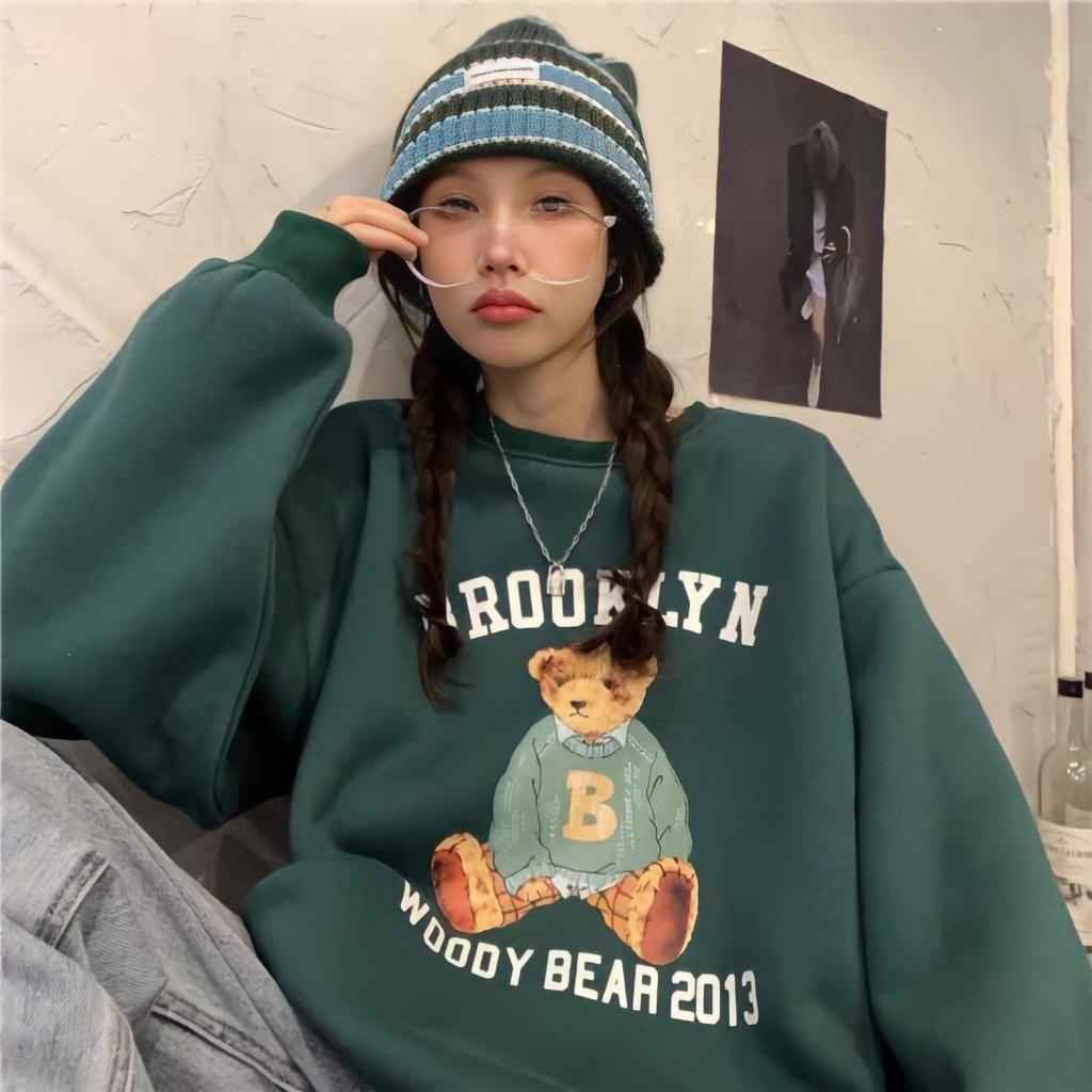 Áo Sweater Nỉ Nam Nữ Unisex In Hình Gấu BROOKLYN