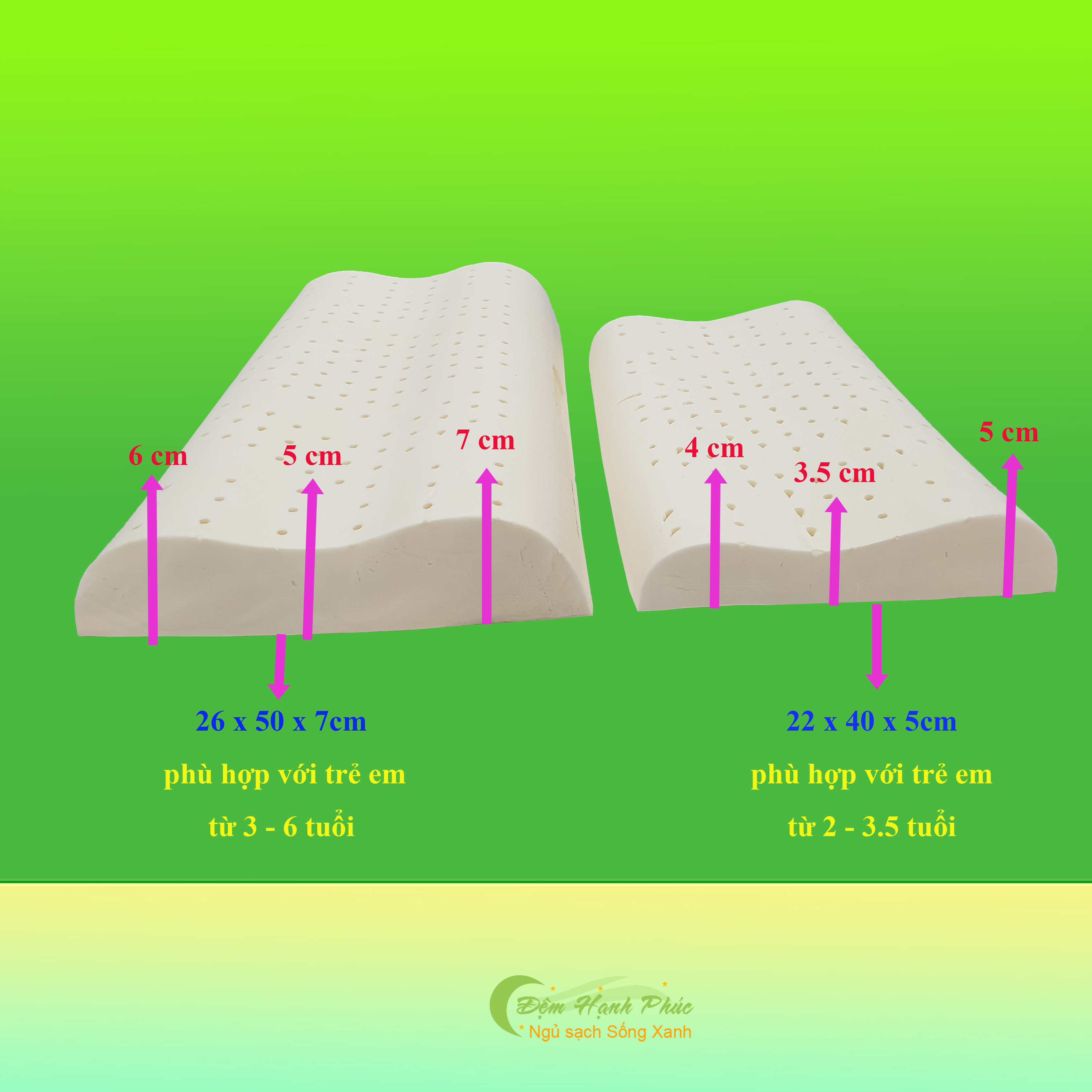 Gối cao su trẻ em Liên Á Contour