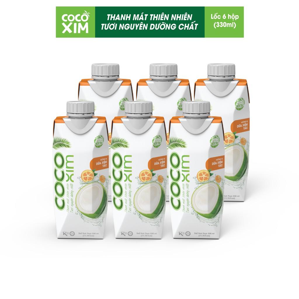 COMBO 6 HỘP Nước dừa đóng hộp Cocoxim Tắc 330ml/hộp