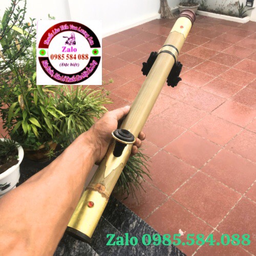 Điếu cày nứa bọc đồng trơn đính đá 70cm