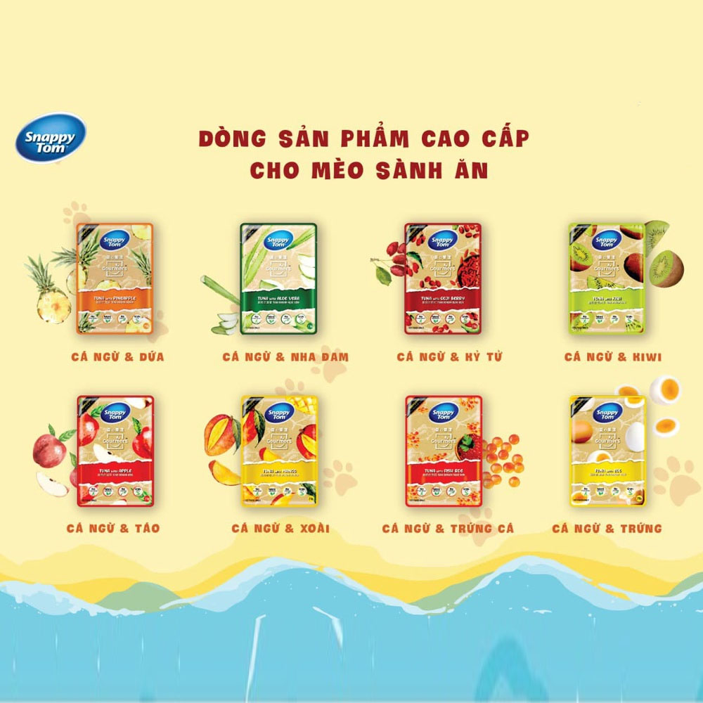 Pate Snappy Tom Trái Cây Mix Cá Ngừ Cao Cấp Cho Mèo Hộp 12 Gói 70g Vị Ngẫu Nhiên