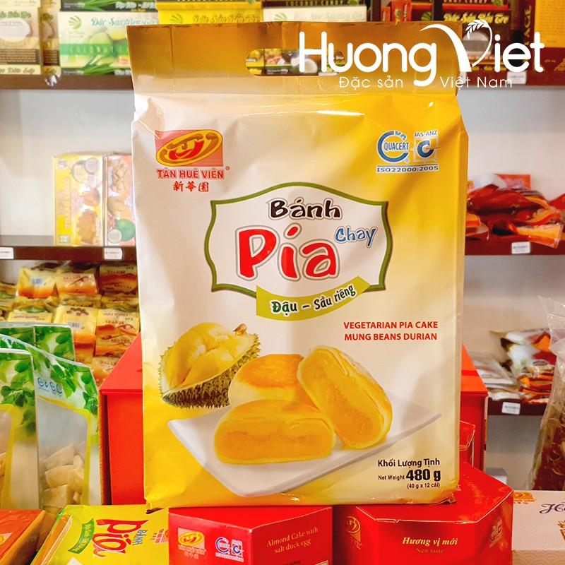 Bánh pía chay đậu xanh sầu riêng mini 500g, bánh pía chay Tân Huê Viên không trứng