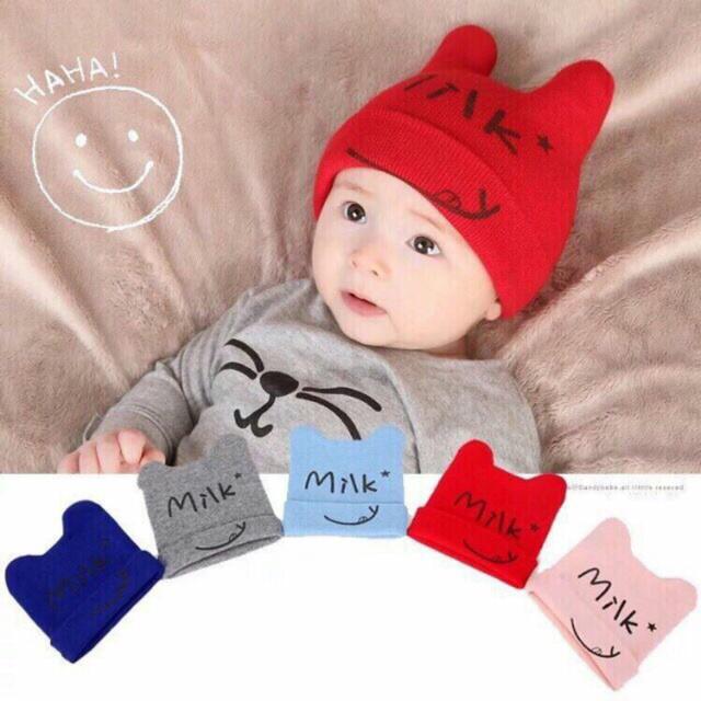 Mũ len mèo milk nhiều mẫu cho bé trai bé gái 0-24m (mẫu ngẫu nhiên)