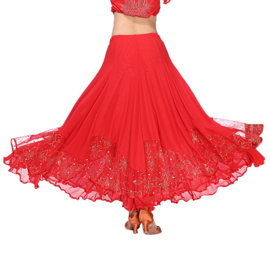 Women’s Flamenco Ballroom Dance Skirt Full Circle Swing Skirt Costume
