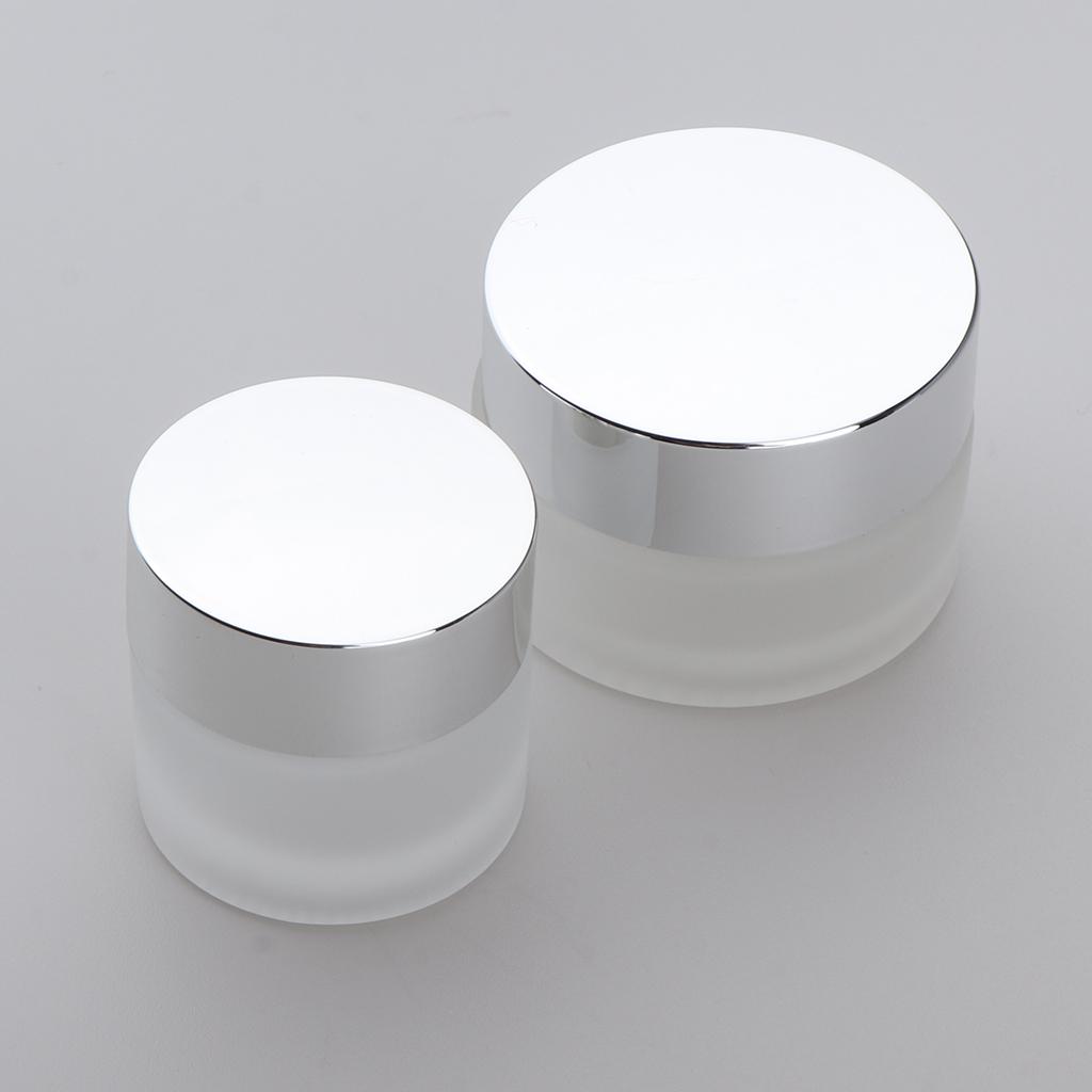Frosted Glass Bottle,Travel Makeup Face Cream Pot Empty Cosmetic Jar Container with Screw Lid,Pack 5pcs