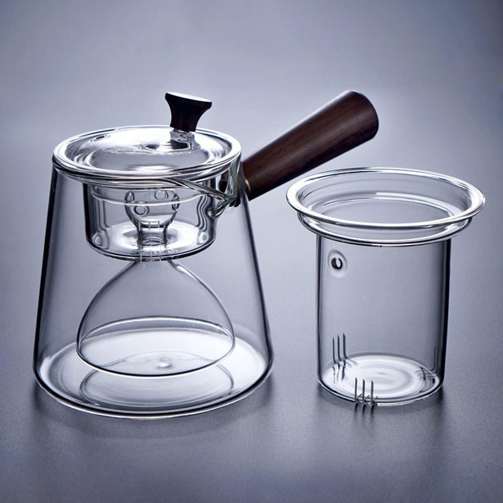 Tea Maker Stovetop 750ML/25OZ with Strainer Clear Sturdy Portable Jug Glass Water Kettle Glass Tea Pot for Scented Tea Office Hotel Tea Bags Loose Tea