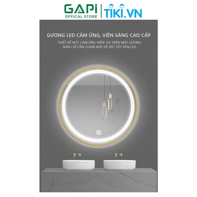 Gương led cảm ứng hiện đại, gương treo tường thông minh thương hiệu GAPI GP246