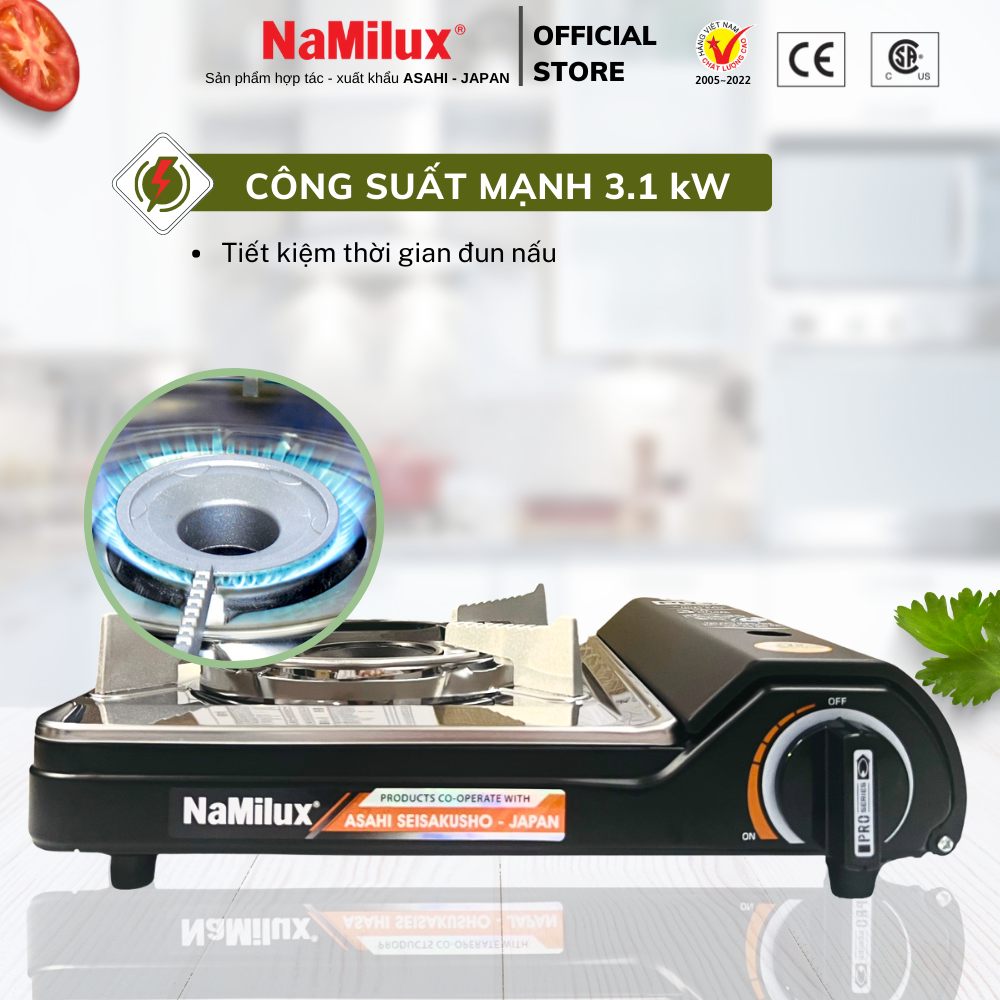 Bếp Gas Mini Cao Cấp PRO 3S NH-P3033PS│Van Ngắt Gas An Toàn 3 cấp│Công Suất Mạnh 3.1 Kw - Hàng Chính Hãng