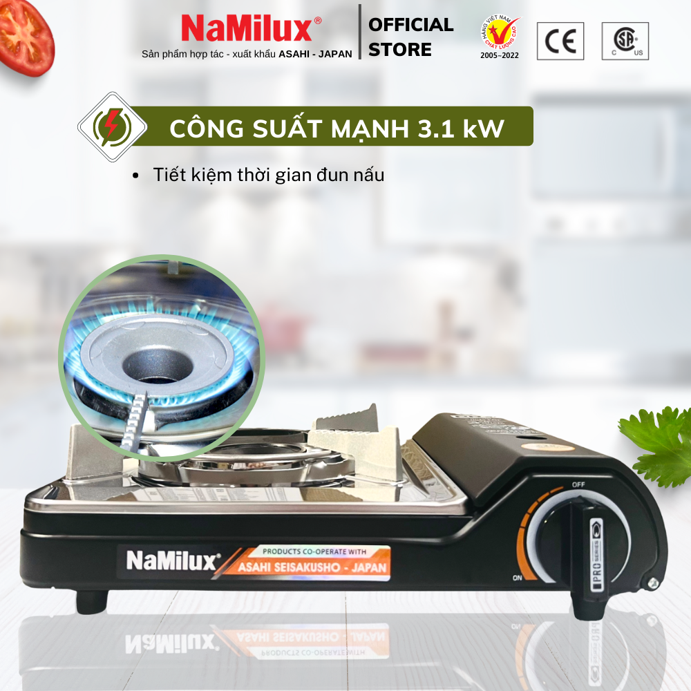 Bếp Gas Mini Cao Cấp PRO 3S NH-P3033PS│Van Ngắt Gas An Toàn 3 cấp│Công Suất Mạnh 3.1 Kw (2.700 kcal/giờ) - Hàng Chính Hãng