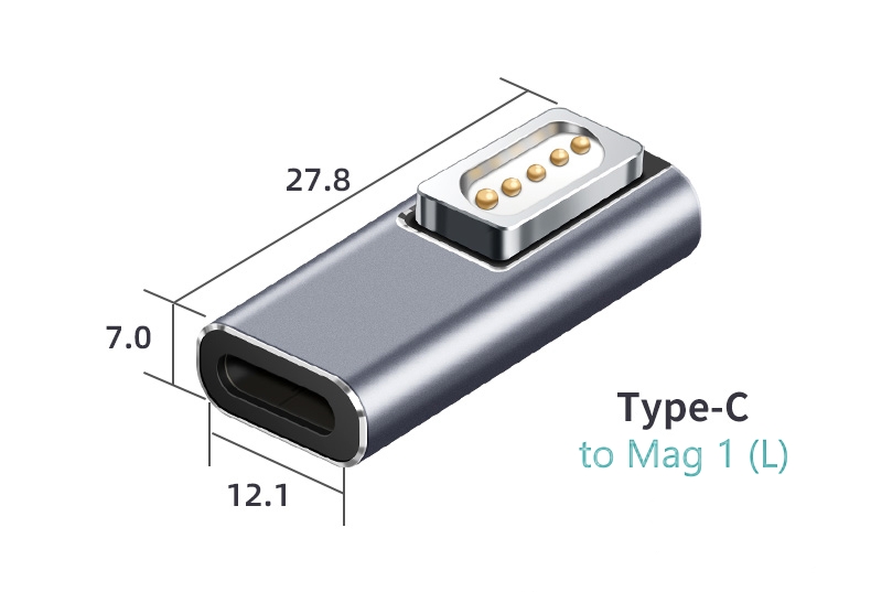 Đầu sạc PD Type-c cho Macbook Air/ Pro 2011, 2015, 2017 đầu sạc T hoặc L hỗ trợ tối đa 100w vỏ nhôm