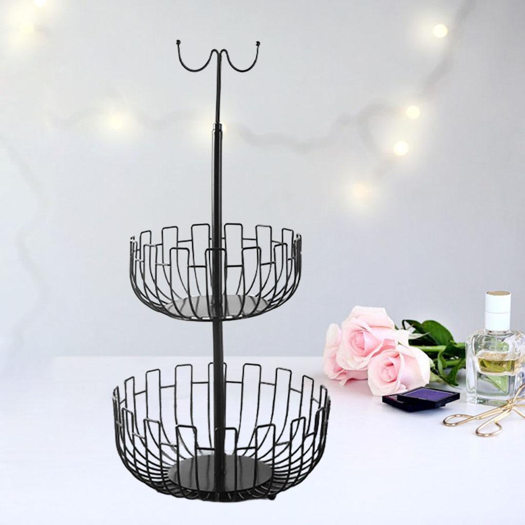 Iron Art 2 Tier Hanging Fruit Basket Holder Storage Rack Black Space Saver