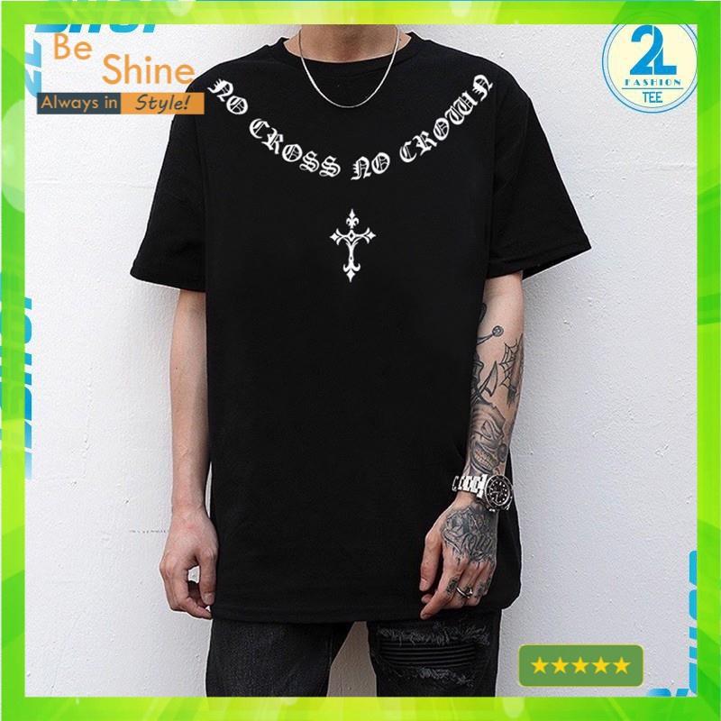 Áo thun unisex form rộng Nocross chữ thập trắng DCT - Áo phông nam nữ tay lỡ , chất cotton - Beshine Store