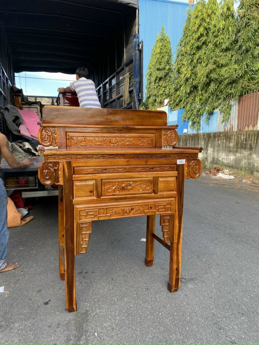 Bàn gia tiên-bàn thờ phật 3 tầng gỗ tràm bông vàng ngang 1m07-1m27-1m54