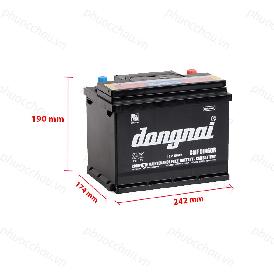 Bình Ắc Quy 12V60Ah, Ắc Quy Dong Nai CMF DIN60/R
