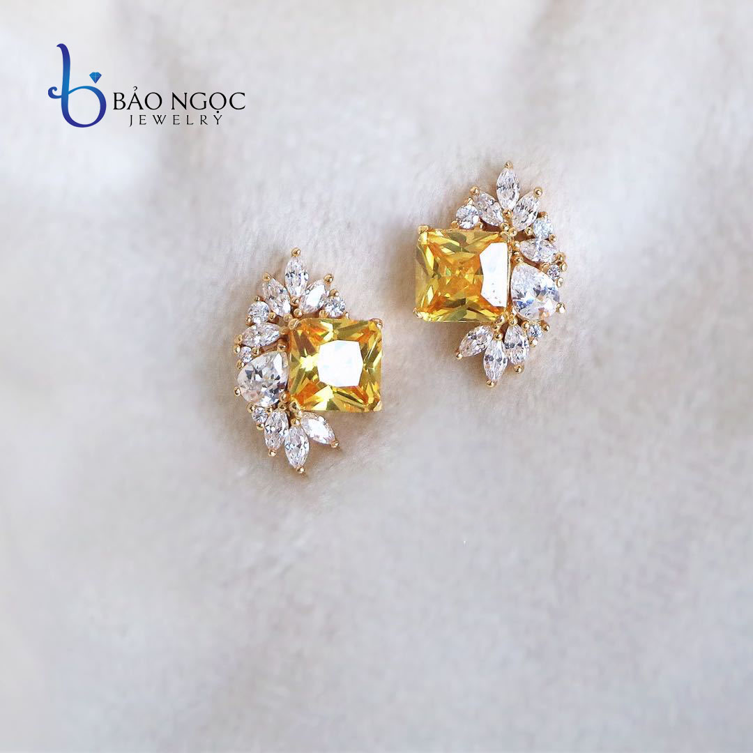 Bông Tai Bạc S925 Cao Cấp, Bông Tai Mạ Vàng 14k Phong Cách Retro Cổ Điển - B2819 - Bảo Ngọc Jewelry