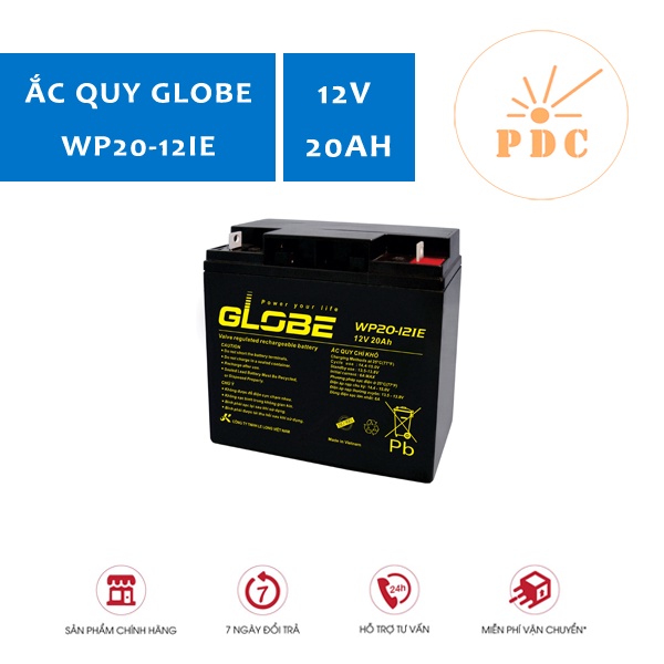 Bình Ắc Quy Khô GLOBE WP20-12IE 12V - 20Ah, ắc quy dùng cho loa kéo, lưu điện