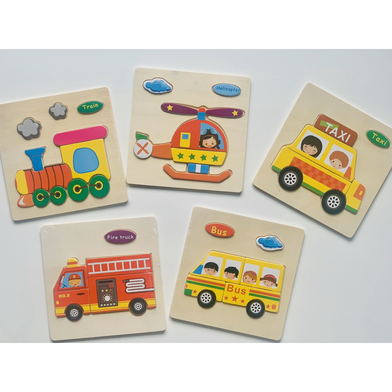 Đồ chơi gỗ thông minh - kích thích sự phát triễn trí não- combo 5 tranh nổi phương tiện giao thông - mẫu ngẫu nhiên MK00141