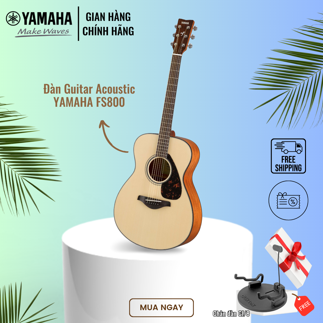 Đàn Guitar Acoustic YAMAHA FS800 - Thiết kế thân đàn nhỏ, mỏng, phù hợp cho người mới bắt đầu chơi đàn, sản phẩm chính hãng