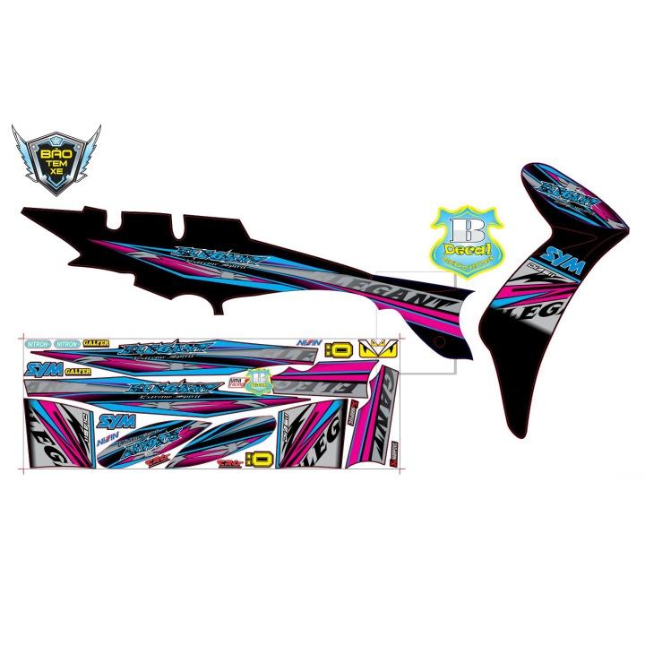 Tem rời dán xe elegant 50 2016 hồng xanh đen