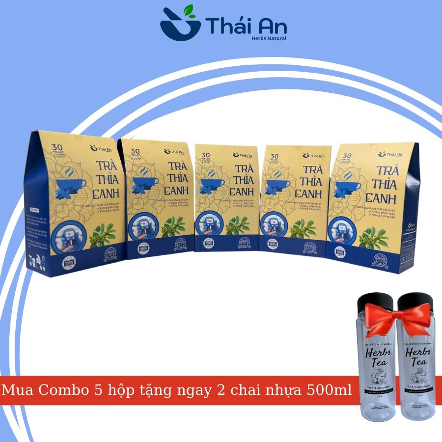 COMBO 5 Trà Thìa Canh Thái An - Trà Túi Lọc Thảo Mộc Hỗ Trợ Sức Khỏe An Thần Giảm Stress - Tặng 2 Bình Nước Cao Cấp