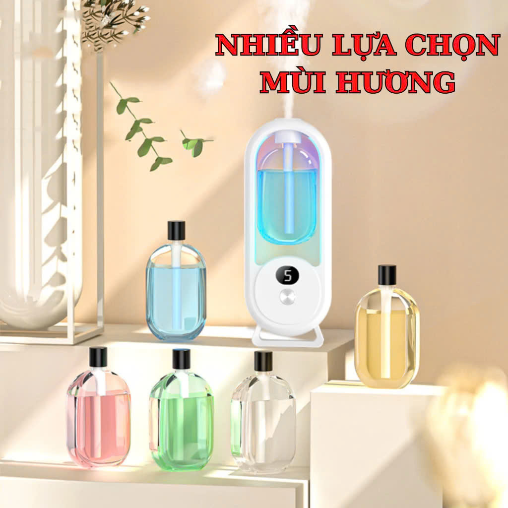 Bộ Máy Xịt Thơm Phòng Tự Động 5 Chế Độ (Gồm Máy &amp; 01 Lõi Tinh Dầu) Máy Khuyếch Tán Tinh Dầu Decor Phòng Ngủ