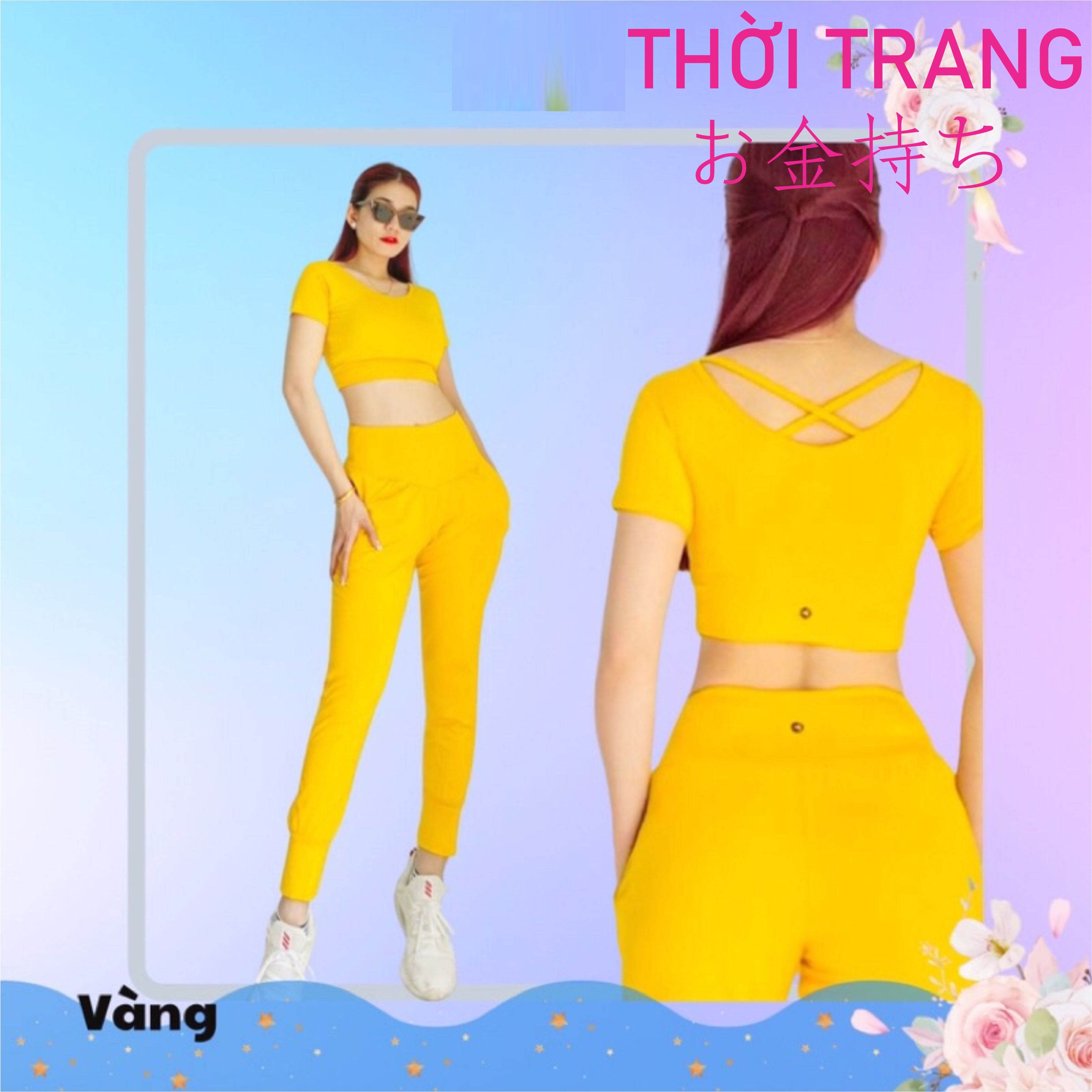 Set bộ thể thảo alibaba tập gym yoga với thiết kế vô cùng năng động,  cùng áo croptop rút eo cá tính