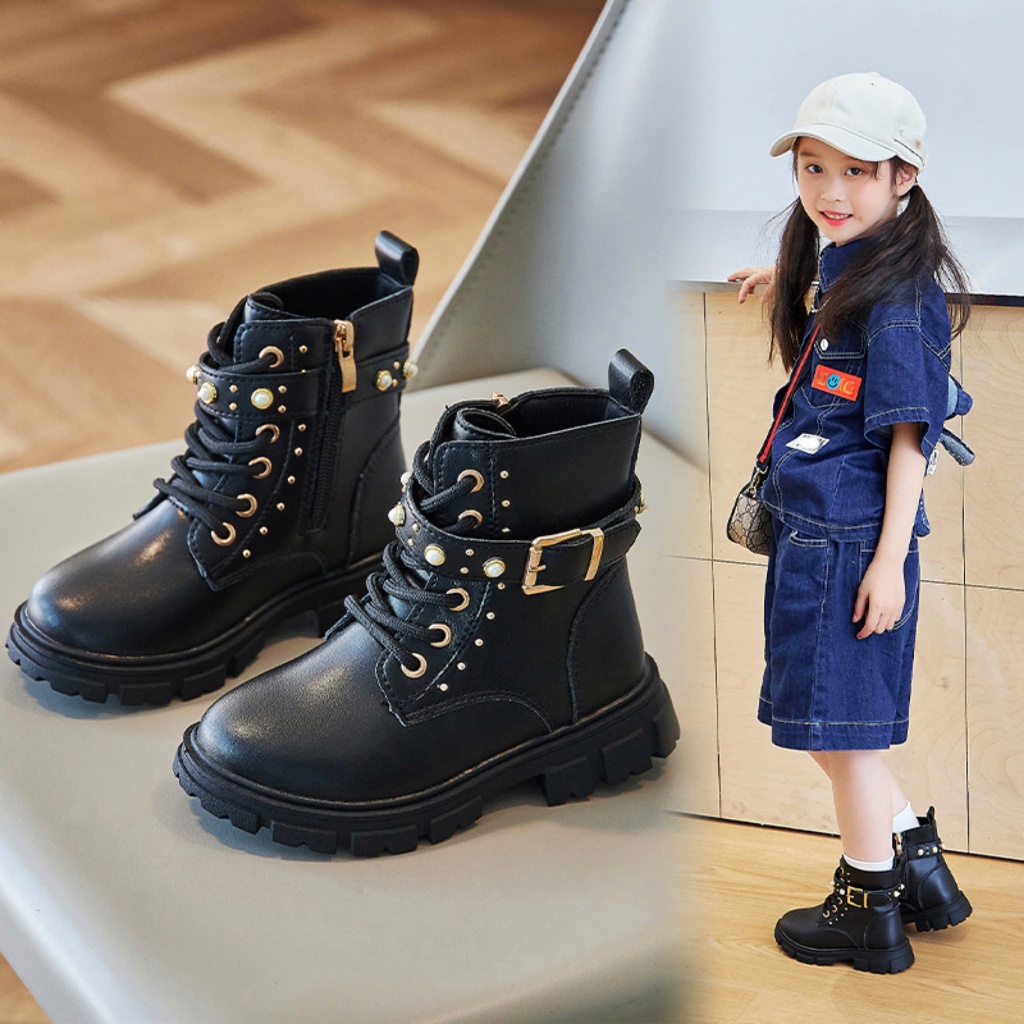 Giày bốt cho bé gái bé trai phong cách Hàn Quốc đẹp diện đi chơi đi tiệc size 26-36 hàng Quảng Châu cao cấp