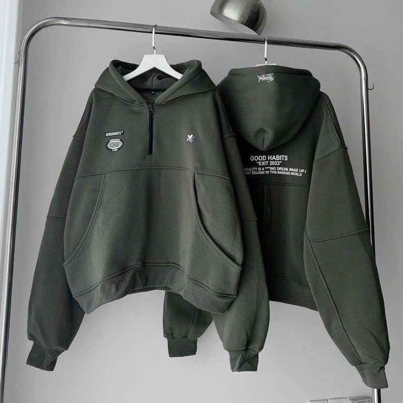 Áo Hoodie Dài Tay Form Lửng Rộng Unisex Vải Nỉ Bông Chữ In Exit 2 Màu , , Áo KHOÁC Hoodie Nam Nữ From Rộng Unisex In Nổi Chất Liệu Vải Nỉ Bông Cao Cấp Dày Dặn Mềm Mịn