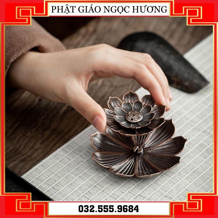 Đài Hoa Sen Cắm Nhang (Đẹp Như Hình) - Đồng Nguyên Chất - trang trí và đốt nhang trầm