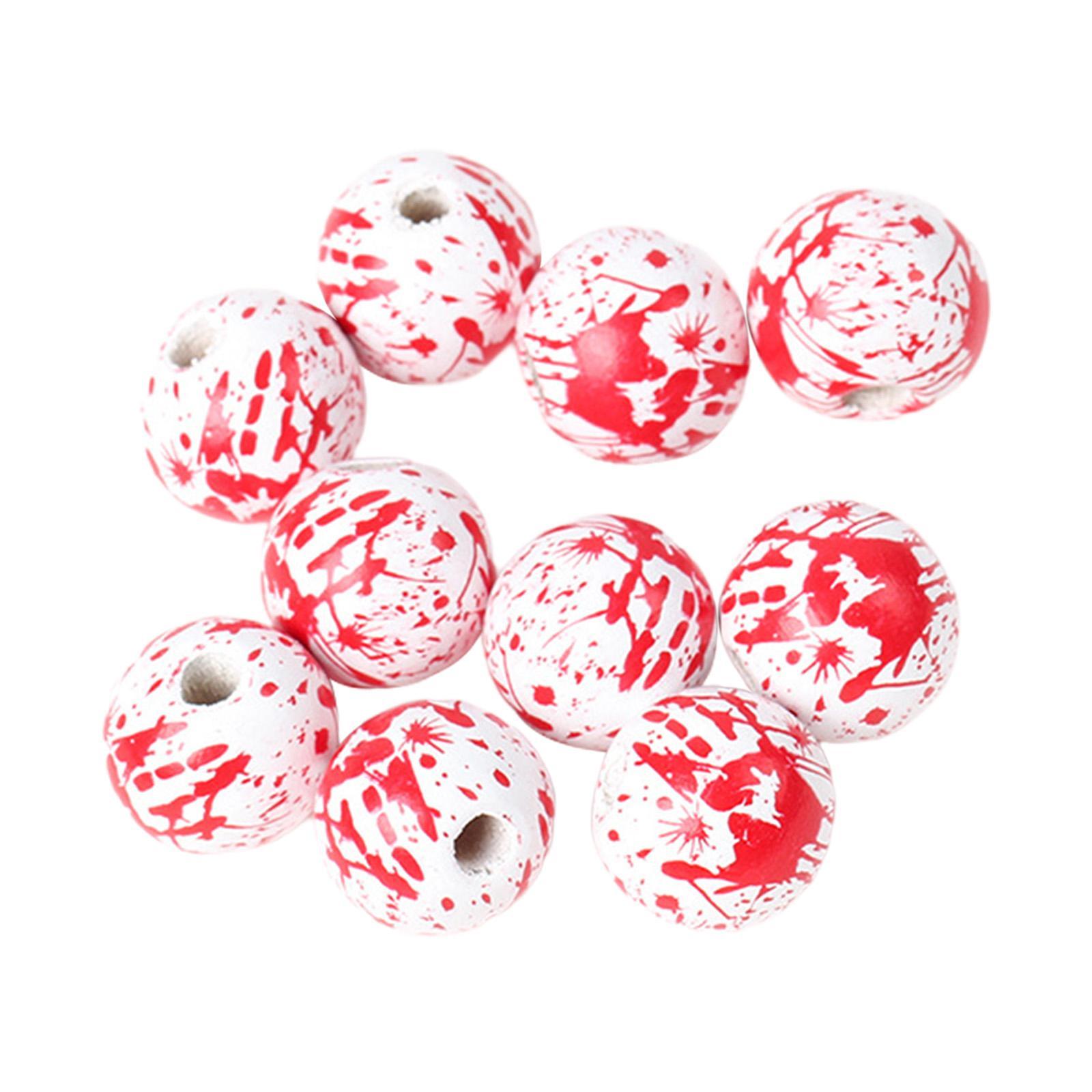 10x Halloween Wooden Beads DIY Crafts Round Loose Spacer Beads with Holes