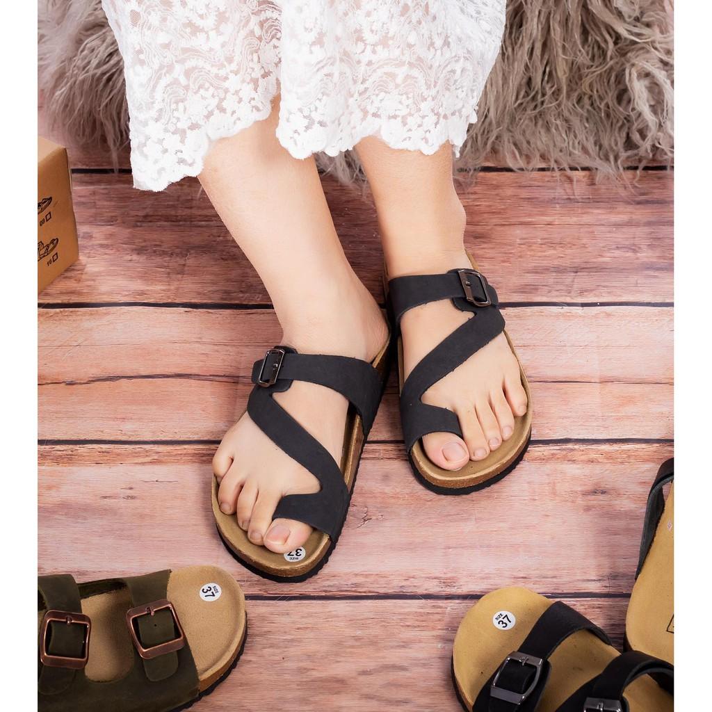 A24- Dép da bò xỏ ngón quai chéo Birken Bioline Unisex (Đế trấu) – Bioline Store