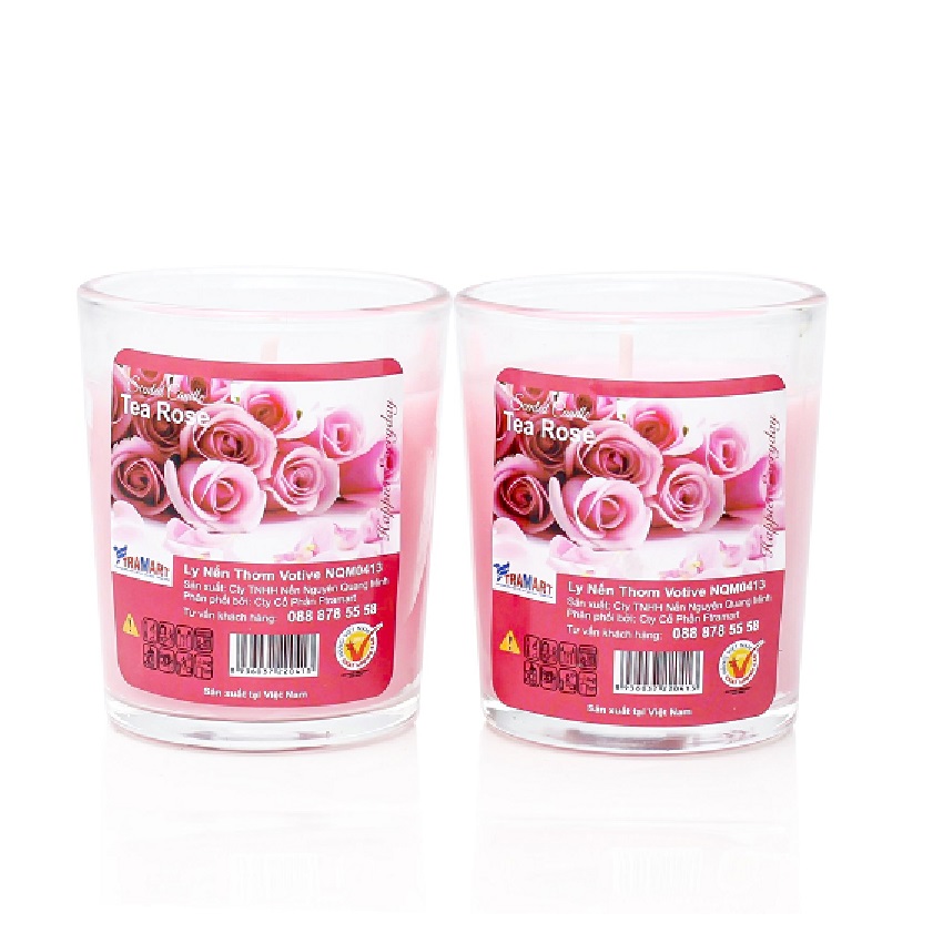 Hộp 6 ly nến thơm votive Miss Candle FTRAMART NQM0413 Tea Rose (Hương hoa hồng)