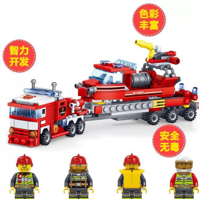 Bộ xếp hình thông minh 4 trong 1 kiểu lego - sky 85012 mô hình xe cứu hỏa